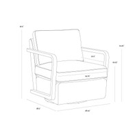 Castell Swivel Rustic Oak - Ludlow Sesame Leather Lounge Chair, view 4