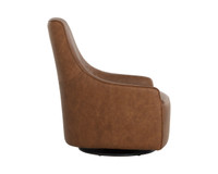 Carmine Swivel Cognac Leather Lounge Chair