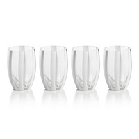 Pesaro White Stipe Stemless Glasses, Set 4 - Glass Side View | Bone & Brass