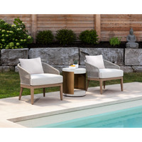 Cavette White Concrete & Brass Side Table - Table Side View | Bone & Brass