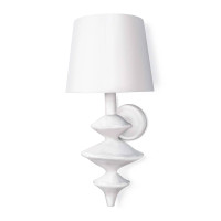 Hope Sculptural Wall Sconce, 21" tall, with a matte white finish and linen shade.