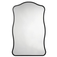 Black Aurora Wavy Wall Mirror with a thin, hand-finished metal frame and unique waved edge.