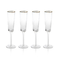 Kamarone Triangular Champagne Flutes Gold Rim, Set of 4 - Glass View | Bone & Brass