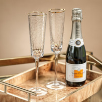 Kamarone Triangular Champagne Flutes Gold Rim, Set of 4 - Glass Detail | Bone & Brass