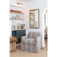 Perennial natural wood rectangle mirror with organic trim, farmhouse and French-country style.