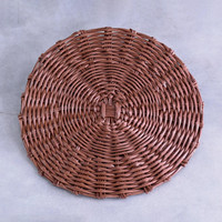 Vida Brown Faux Wicker Placemats Set of 4 - Placemat Texture Detail | Bone & Brass