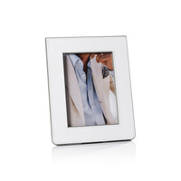 Nappa White & Gray Leather Photo Frame | Bone & Brass