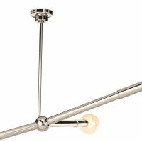 Talon Chandelier in polished nickel with adjustable arms and exposed G-type bulbs.