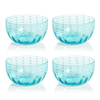 Preston Aqua Blue & White Dot Glass Bowls, Set of 4 - Bowl Top View | Bone & Brass