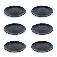 Exuma 8.5" Cobalt Blue Glass Plates, Set of 6 - Plate Top View | Bone & Brass
