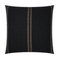 Vendella Black Stripe 24" square decorative pillow with a textured black fabric and a central beige stripe.