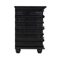 Side view of Ascona 6-drawer chest in hand-rubbed black mahogany with coordinating hardware.