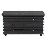 Ascona 6-drawer chest in hand-rubbed black mahogany with brass hardware.