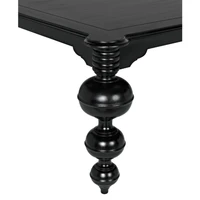 Claudio Rectangle Dining Table: Hand-carved black mahogany table with turned legs and rounded corners.