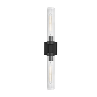 Matte Black Fluted Glass Wall Sconce