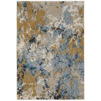 Evolution Blue & Gold Contemporary Rug with abstract, landscape-inspired design and textured nylon/polypropylene blend.