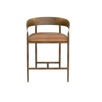 Zanatta Hammered Brass & Tan Leather Counter Stool - Stool Detail | Bone & Brass