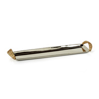 Verona Stainless Steel Tray Rattan Handles | Bone & Brass