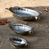 Silver Ocean Turtle Small Serving Bowl - Bowl Top View | Bone & Brass