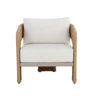 Pylos Natural Rattan Weave & Cream Boucle Lounge Chair, view 5