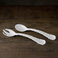 Vida Alegria Large Salad Servers (White) - Handle Detail | Bone & Brass
