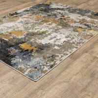 Caravan Charcoal Multi-Colored Contemporary Rug with textured, multi-level surface in warm and cool tones.