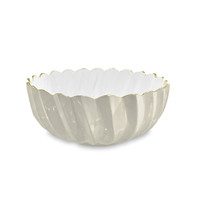 Encanto Orlando Medium Serving Bowl Cream & White | Bone & Brass