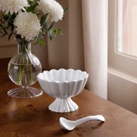 Vida Vienna Mini Pedestal Spoon White - Pedestal Side View | Bone & Brass