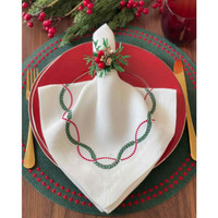 Laurel Leaves Embroidered Napkins, Set 4 - Napkin Texture Detail | Bone & Brass