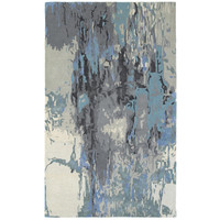 Galaxy Blue & Grey Contemporary Rug with abstract patterns, hand-tufted wool and viscose.