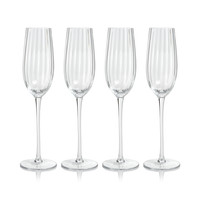 Madden Optic Champagne Flutes, Set 4 - Glass Stem Detail | Bone & Brass