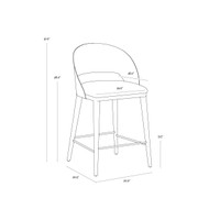 Dezirae Black - Cognac Leather Counter Stool, view 4