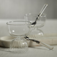 Leighton Glass Pedestal Dessert Bowls, Set of 4 - Bowl Detail | Bone & Brass