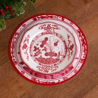 Vida Faenza 11" Dinner Plate Set of 4 White and Red, view 2
