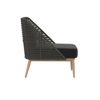 Andria Black Rope & Teak Outdoor Lounge Chair, view 4