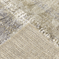 Aspen Grey & Ivory contemporary striped rug, super soft space-dyed microfiber polyester with woven polypropylene back.