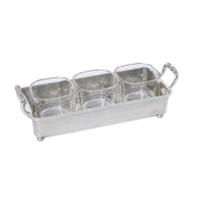 St. Anton Pewter & Glass 3-Section Condiment Tray | Bone & Brass