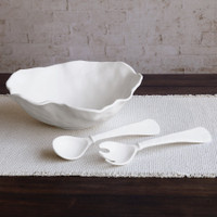 Vida Nube Large Round Bowl (White) - Bowl Detail | Bone & Brass