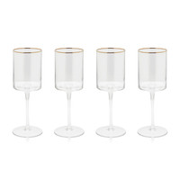 Orion White Wine Glasses Gold Rim, Set 4 - Glass Stem Detail | Bone & Brass