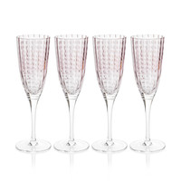 Preston Purple Glass Champagne Flutes, Set 4 - Glass Stem Detail | Bone & Brass