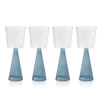 Vivian Blue Stem Red Wine Glasses, Set 4 - Glass Stem Detail | Bone & Brass