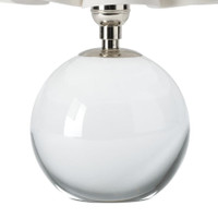 Giorgio Crystal Mini Table Lamp with a clear, spherical base and polished nickel hardware.