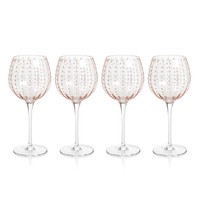 Preston Pink Glass Wine Glasses, Set 4 - Glass Stem Detail | Bone & Brass