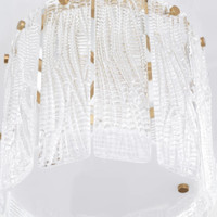 Orinder Aged Brass Semi-Flush Mount Light with hand-pressed textured clear glass panels and aged brass frame.