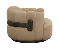 Tadeo Swivel Dark Brown - Sahara Sand Leather Armchair
