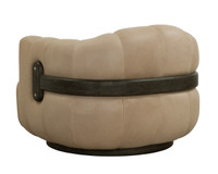Tadeo Swivel Dark Brown - Sahara Sand Leather Armchair