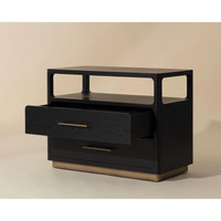 Danette Black & Brass Nightstand - Nightstand Drawer Detail | Bone & Brass
