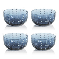 Preston Navy & White Dot Glass Bowls, Set 4 - Bowl Top View | Bone & Brass