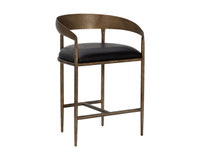 Zanatta Charcoal Black Leather Counter Stool