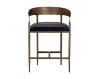 Zanatta Charcoal Black Leather Counter Stool